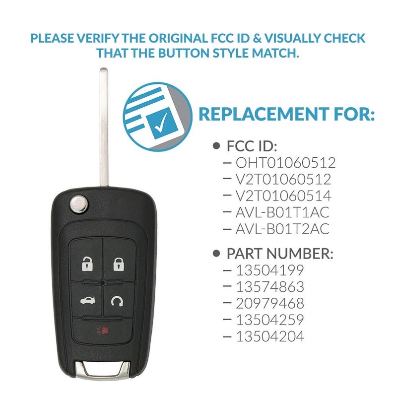Keyless2Go Replacement for New Keyless Remote 5 Button Flip Car Key Fob Select Impala Malibu Cruze Equinox and Other Vehicles That Use FCC OHT01060512 - Image 4
